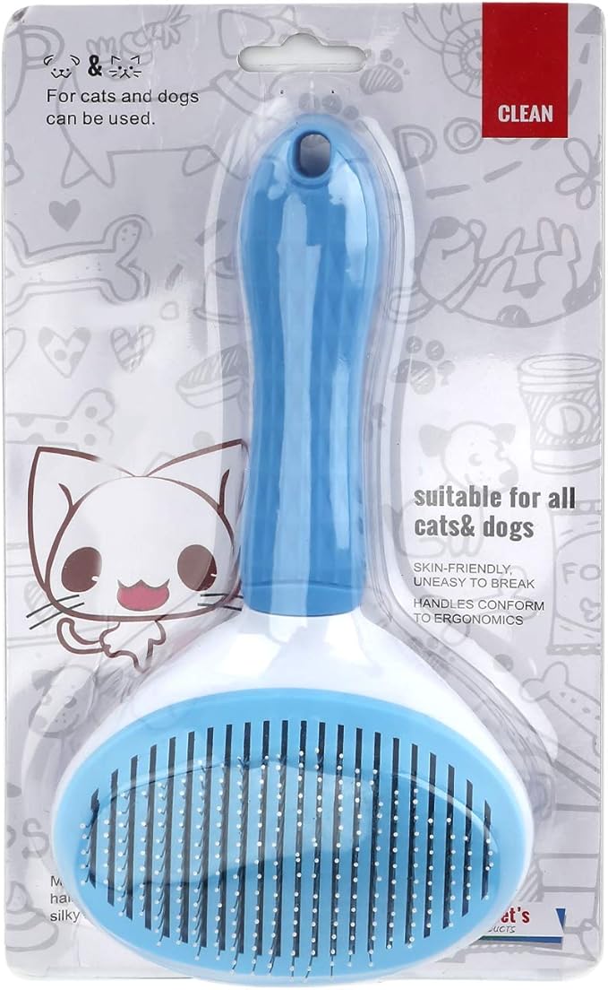 Depets Self Cleaning Slicker Brush, Dog Cat Bunny Pet Grooming Shedding Brush - Easy to Remove Loose Undercoat, Pet Massaging Tool Suitable for Pets with Long or Short Hair - PAWPICO