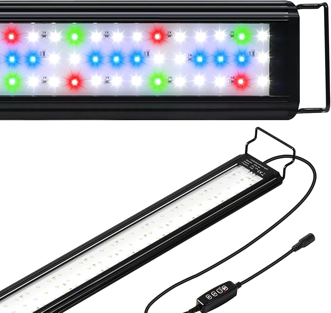 Tatub 23W LED Aquarium Light for 36"-42" Fish Tank, Full Spectrum Fish Tank Light with White Blue Red Green LEDs, 10 Levels of Brightness，Timer Auto On/Off Tatub