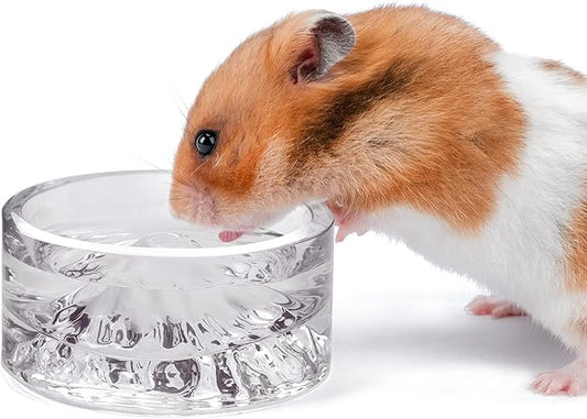 Niteangel Hamster Feeding & Water Bowls- Mount Fuji Series Glass Drinking Bowls for Dwarf Syrian Hamsters Gerbils Mice Rats or Other Similar-Sized Small Pets Niteangel