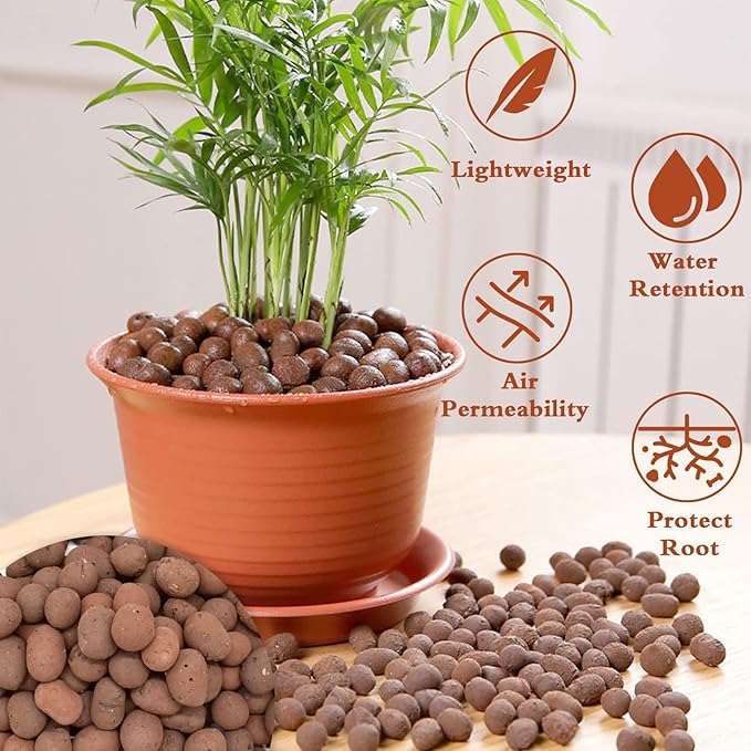 Halatool 12 LB Clay Pebbles for Plants 4mm-16mm Clay Balls 100% Natural Hydroton Leca Balls for Indoor Plants Hydroponic Growing Gardening Orchids Drainage Decoration Aquaponics HALATOOL