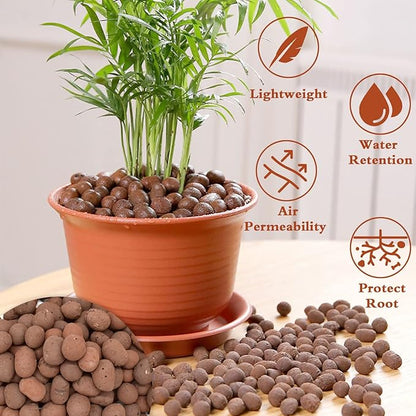 Halatool 12 LB Clay Pebbles for Plants 4mm-16mm Clay Balls 100% Natural Hydroton Leca Balls for Indoor Plants Hydroponic Growing Gardening Orchids Drainage Decoration Aquaponics HALATOOL
