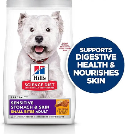 Hill's Science Diet Sensitive Stomach & Skin, Adult 1-6, Stomach & Skin Sensitivity Support, Small Kibble, Dry Dog Food, Chicken Recipe, 15 lb Bag - PAWPICO