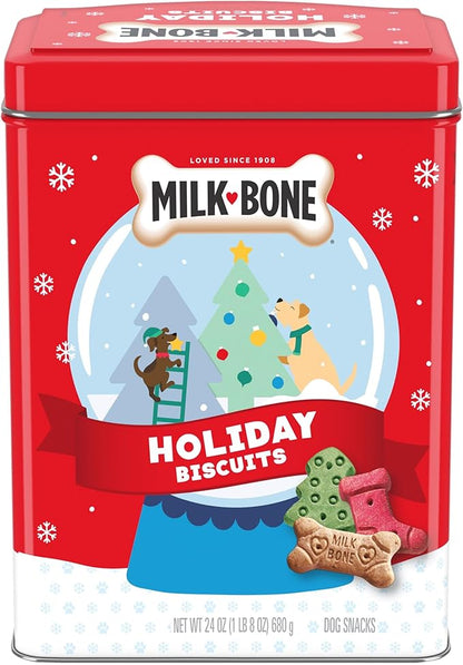 Milk-Bone Limited Edition Holiday Dog Treats, Small Biscuits, 24 Ounce Reusable Tin - PAWPICO