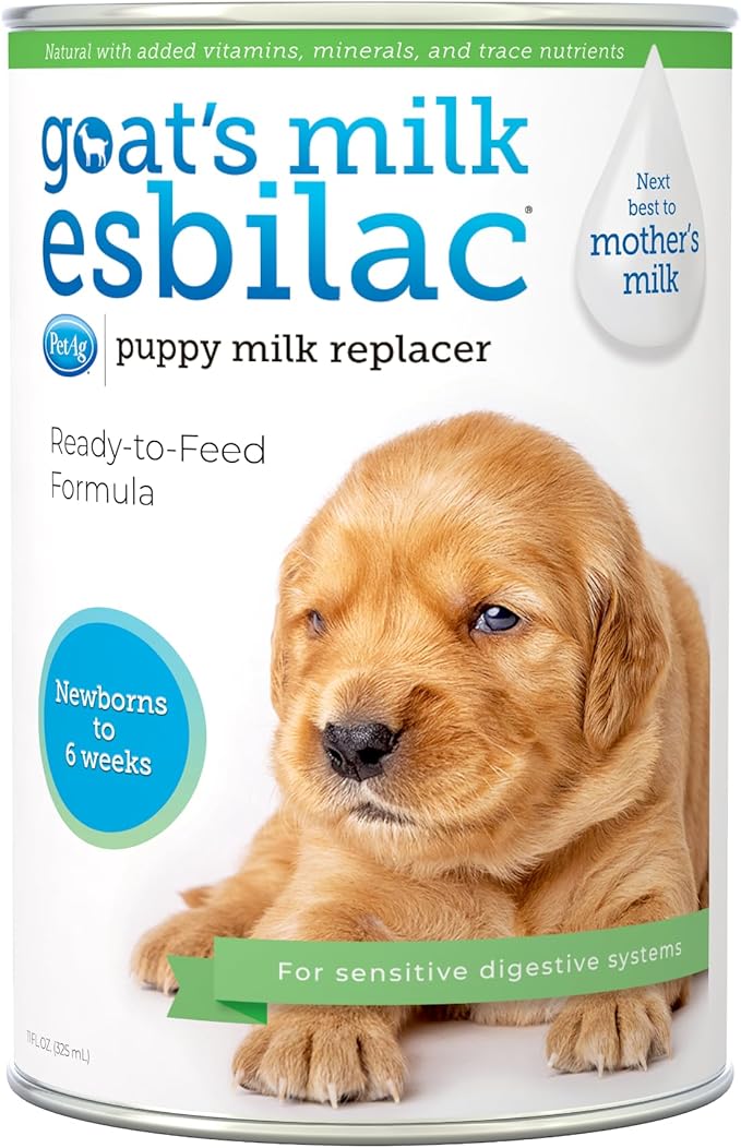 Pet-Ag Goat’s Milk Esbilac Liquid - 11 oz - Ready-to-Feed Puppy Formula with Vitamins, Minerals, and Trace Nutrients for Puppies Newborn to Six Weeks Old - for Sensitive Digestive Systems PetAg