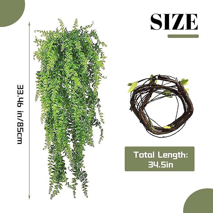 Reptile Resin Pumpkin Hut, Crested Gecko Habitat Hideout Cave Bearded Dragon Hammock Lizard Natural Seagrass Lounger Leopard Gecko Tank Accessories with Jungle Climber Vines for Chameleon(4PCS) MUYG