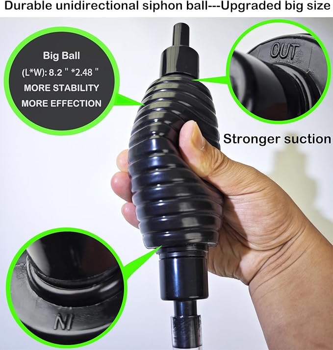 5ft Fish Tank Cleaner Aquarium Siphon Gravel Vacuum for Aquarium Fish Tank Changing Water Cleaning Gravel and Sand(with Big Siphon Ball) Seltomer