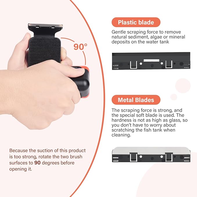 hygger Fish Tank Magnetic Glass Cleaner Two Detachable Algae Scraper for Aquarium Fish Tank，Floating Scrubber Brush Glass Algae Magnet Cleaning Tool for Small Aquariums Tank hygger