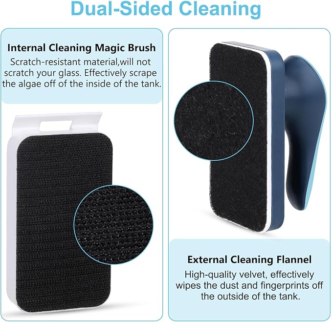 Aquarium Magnetic Glass Cleaner, Fish Tank Algae Magnet Cleaning Tool with Algae Scraper for Glass Aquariums Tank, Floating Scrubber Brush, 2 Detachable Scrapers, Small fishkeeper