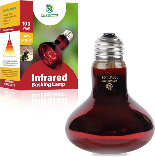 Reptile Heat Lamp,100W Red Basking Spot Lamp Bulb for Chickens Amphibians, Infrared Heat Emitter Light for Coop REPTIHOME