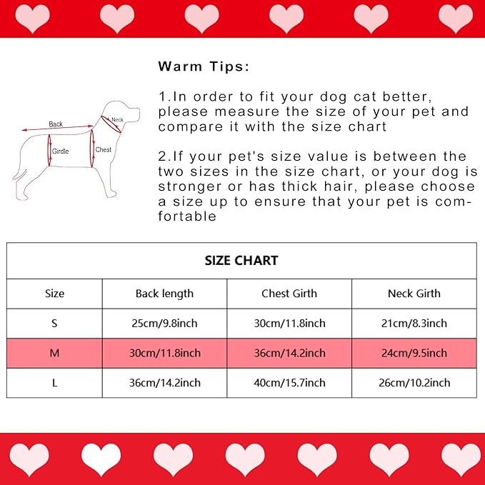 Dxhycc Dog Knitted Sweater Dog Heart Sweater Puppy Sweater Warm Soft Pet Holiday Clothes for Medium Cats and Dogs (Red, M) - PAWPICO