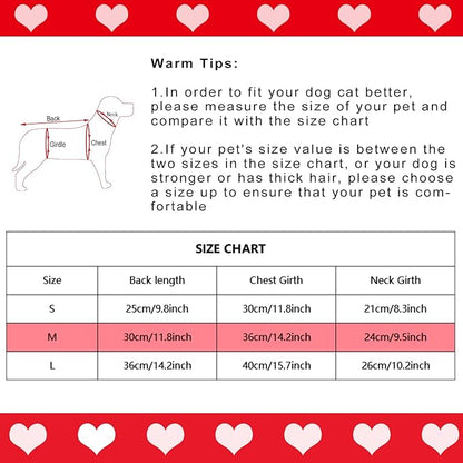 Dxhycc Dog Knitted Sweater Dog Heart Sweater Puppy Sweater Warm Soft Pet Holiday Clothes for Medium Cats and Dogs (Red, M) - PAWPICO