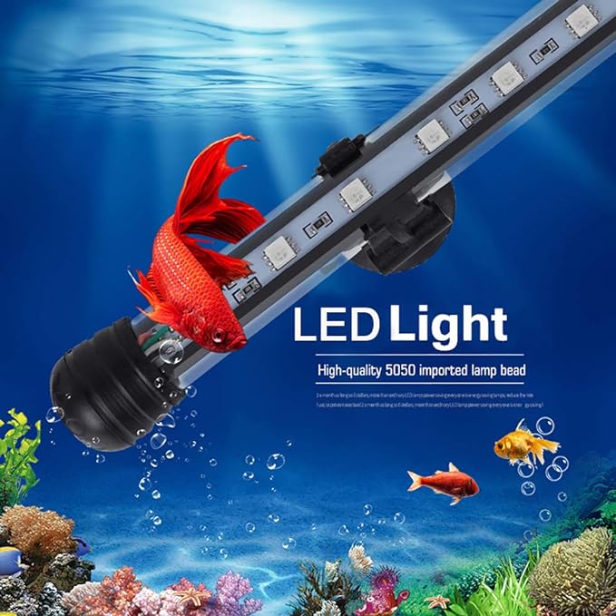 MQ 16 in Submersible LED Aquarium Light, 2.5W Color Changing Fish Tank Light with Remote Control, IP68 Crystal Glass 18 LEDs Lights Bar, for Fish Tank 20-25 inch MQ