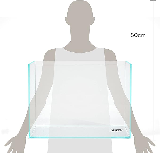 Landen 60H 30 Gallon Rimless Low Iron Aquarium Tank, 23.6" W × 17.7" D × 17.7" H (60cm x 45cm x 45cm) 8mm Thickness with Black Nano Foam Leveling mat Included Landen