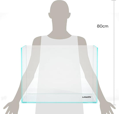 Landen 60H 30 Gallon Rimless Low Iron Aquarium Tank, 23.6" W × 17.7" D × 17.7" H (60cm x 45cm x 45cm) 8mm Thickness with Black Nano Foam Leveling mat Included Landen