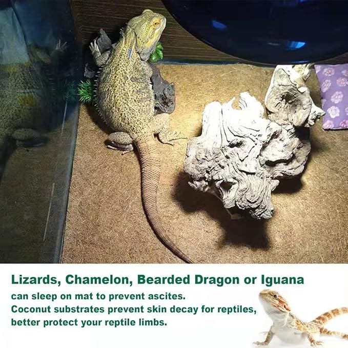 Reptile Carpet Coconut Fiber, 36" x 18" Reptile Terrarium Substrate Liner, Tortoise Bedding Carpet Mat Supplies for Pet Lizard, Chameleon, Bearded Dragon, Leopard Gecko, Iguana SISIPAILIFE