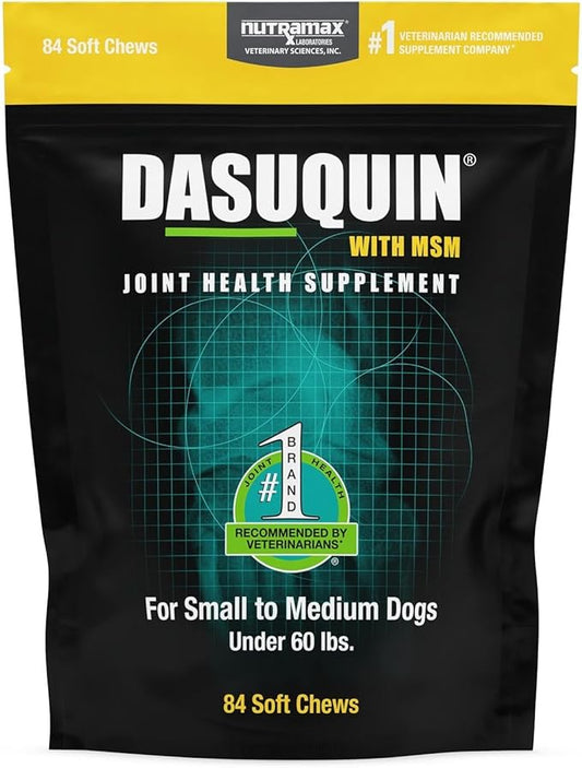 Nutramax Laboratories Dasuquin with MSM Joint Health Supplement for Small to Medium Dogs - With Glucosamine, MSM, Chondroitin, ASU, Boswellia Serrata Extract, and Green Tea Extract, 84 Soft Chews NutramaxLaboratories