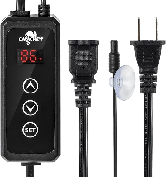 Dimming Thermostat Reptile, Thermostat for Reptile Heat Lamp Mats Bulbs, PID Temperature Controller for Reptile Amphibian Habistat, Memory Function, LED Digital Screen, Sensitive Probe, 300W CAVACHEWReptileSupplies