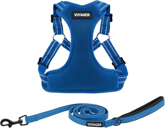 Best Pet Supplies Voyager Adjustable Dog Harness Leash Set with Reflective Stripes for Walking Heavy-Duty Full Body No Pull Vest with Leash D-Ring, Breathable All-Weather - Harness (Royal Blue), S BestPetSuppliesLLC