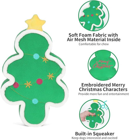 DODODOLA Dog Toys Squeaky Dog Toys Christmas Tree Plush Dog Toys Stuffed Dog Toys with Crinkle Paper for Large Dogs Medium Puppy(Christmas Tree) - PAWPICO