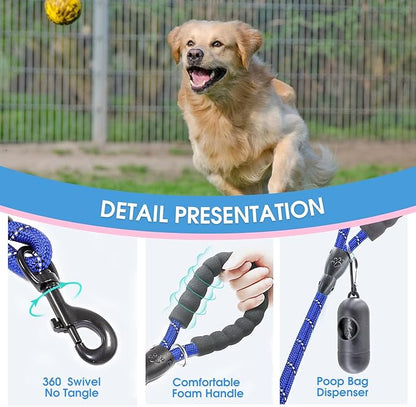 BAAPET 2/4/5/6 FT Dog Leash with Comfortable Padded Handle and Highly Reflective Threads for Small Medium and Large Dogs (6FT-1/2'', Navy Blue) BAAPET