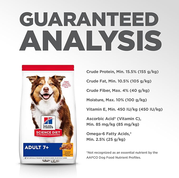 Hill's Science Diet Senior 7+ Chicken Meal, Barley & Brown Rice Recipe Dry Dog Food, 15 lbs. - PAWPICO