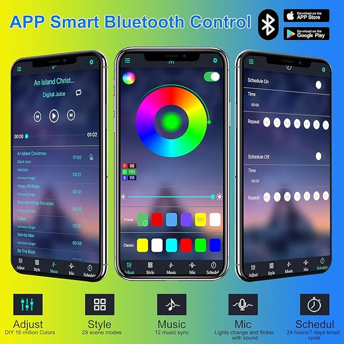 VARMHUS LED Aquarium Light,Fish Tank Light with Remote Controller&APP Control,DIY Full Spectrum Optional Color&Intelligent Timing and Dimming,29 Light Modes and 4 Music Control Modes 18LEDS-RGB 15'' VARMHUS