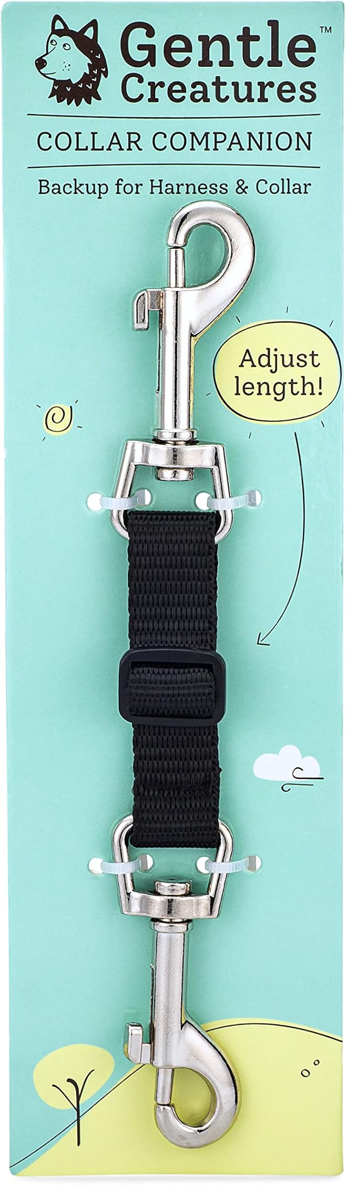 Gentle Creatures Collar Companion - Adjustable Collar Backup Clip for Dog Harness, Prong, Pinch Collar, Gentle Lead - Double Ended Clasp - Safety Clip GentleCreatures