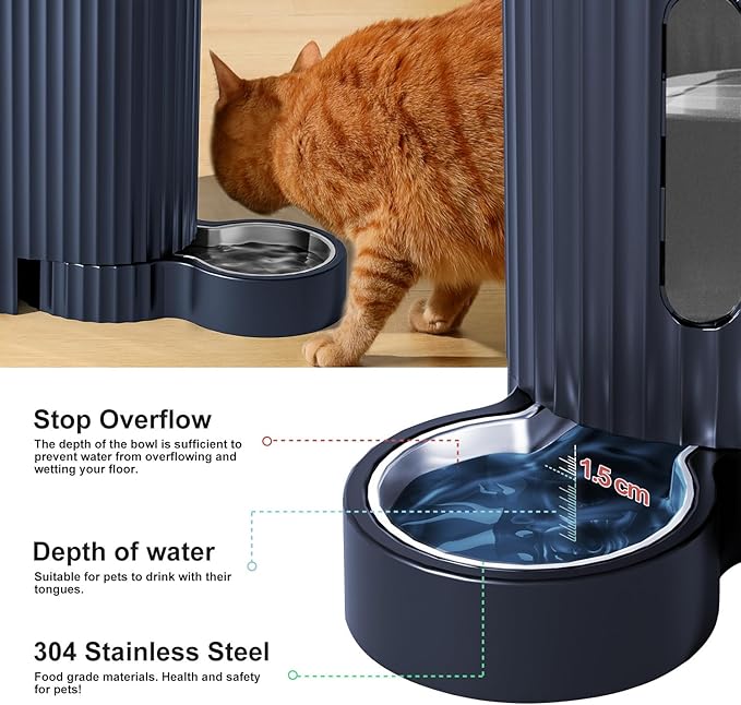Gardner Pet Automatic Gravity Cat Food Feeder and Water Dispenser Stainless Steel Two-in-One Set Large Capacity Dispenser for Pets Dogs, Puppies, Kittens - PAWPICO