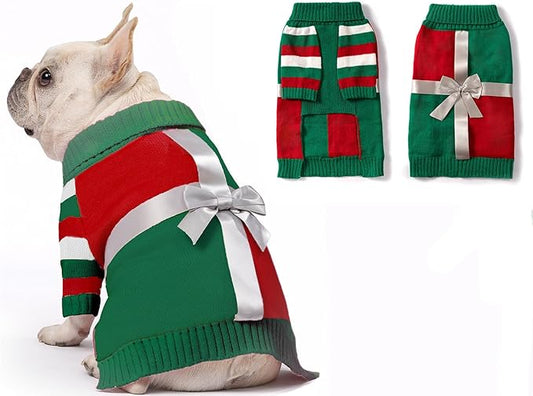 Dog Christmas Sweater for X-Large Size Dog - Puppy Gift Medium Large Warm Santa Clothes in Winter, Turtleneck Pullover Design for Boy Girl Pet, Doggies, Cat, Weiner Bulldog Beagles(XL, Xmas) - PAWPICO