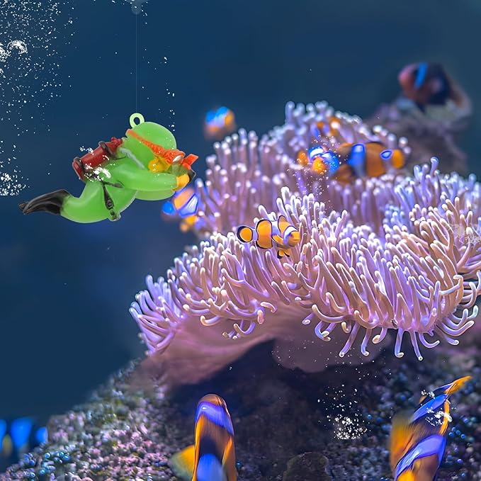 onesimcr Floating Fish Tank Decorations, Aquarium Decorations, Lovely Diver Fish Tank Decorations, Floating Device Fish Tank Accessories，Suitable for All Kinds of Fish Tanks(Light Green)… onesimcr