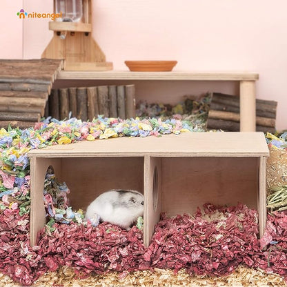 Niteangel Hamster Secret Peep Shed 2-Chamber Hideout & Tunnel Exploring Toys (Small - for Dwarf Hamster) Niteangel