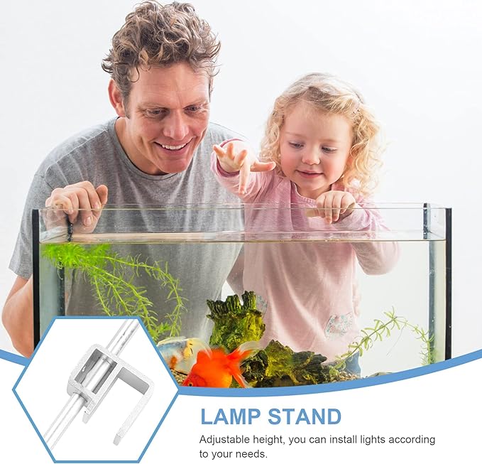 Totority Fish Tank Lighting Holder Bracket Support Aquarium Light Rack LED Light Lamp Aquarium Light Stand Kit Silver Happyforkidstogrowup
