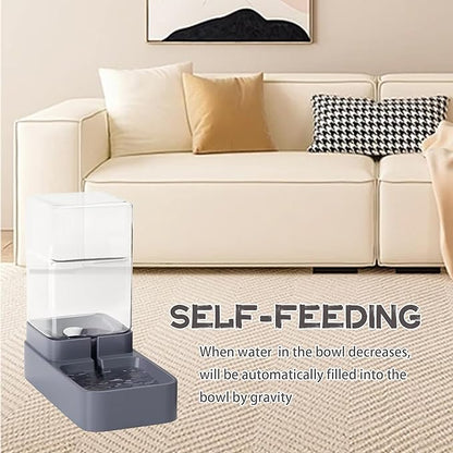Automatic Cat Feeder and Water Dispenser with Pet Food Bowl,Gravity Food Feeder and Waterer Dispenser in Set for Small Medium Dog Puppy Kitten Rabbit Bunny Large Capacity(3.3L x 2) - PAWPICO