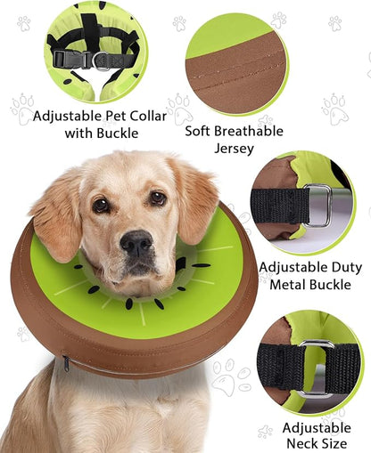 Dog Cone Collar for Small Medium Large Dogs for After Surgery, Pet Inflatable Neck Donut Collar Soft Protective Recovery Cone for Dogs and Cats-Alternative E Collar Does Not Block Vision-Kiwifruit,XL MIDOG