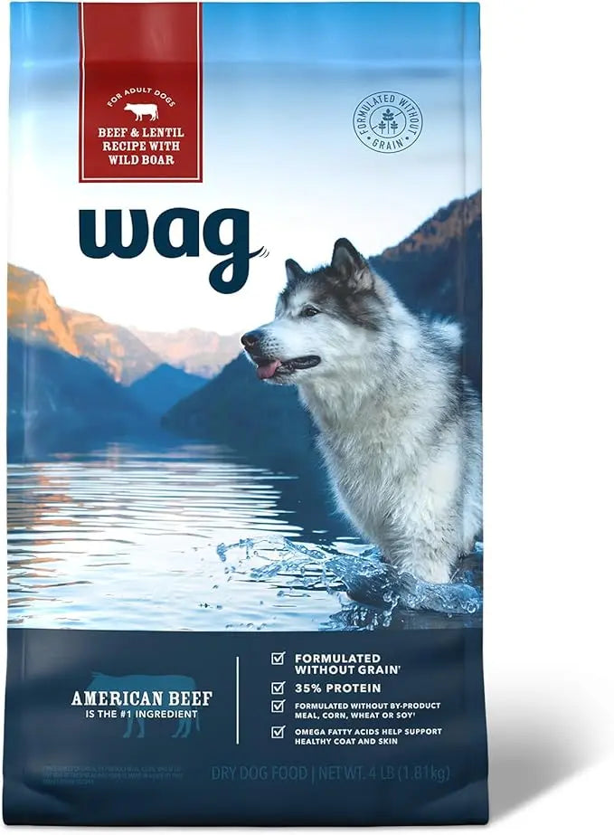 Amazon Brand - Wag Dry Dog Food Grain-Free Beef & Lentil Recipe, High Protein (4 lb bag) - PAWPICO