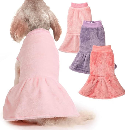 FabriCastle Dog Dress Sweater, Pack of 3, Dog Clothes, Dog Coat, Dog Jacket for Small or Medium Dogs Girl, Ultra Soft and Warm Cat Pet Sweaters (Pink,Violet,Rosepink, X-Large) - PAWPICO