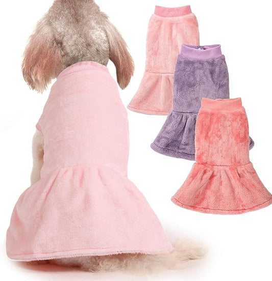 FabriCastle Dog Dress Sweater, Pack of 3, Dog Clothes, Dog Coat, Dog Jacket for Small or Medium Dogs Girl, Ultra Soft and Warm Cat Pet Sweaters (Pink,Violet,Rosepink, X-Small) - PAWPICO