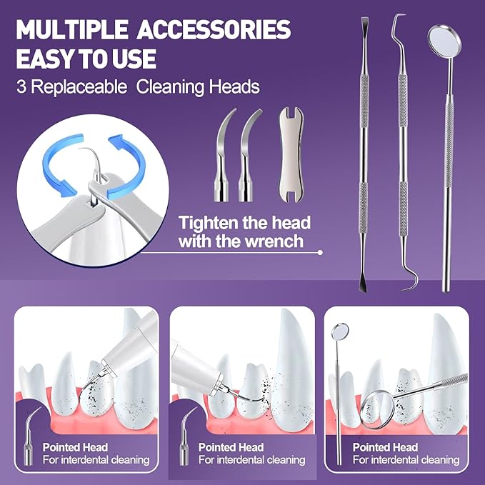 Dog Teeth Cleaning Kit-Dog Tooth Plaque Remover-Ultimate Pet Dental Care Kit - Ultrasonic Teeth Cleaner and Plaque Remover for Dogs | Complete Oral Hygiene Solution-White VVHOMIFE