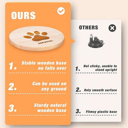 JXFUKAL Interactive cat Toy, Automatic Cat Wand Toy with Stable Wooden Base, 2 PCS Detachable Cat Teaser, 5PCS Refills Replacement & Hanging Cat Toy, Kitty Kitten Toys Cat Feather Spring String Toy - PAWPICO