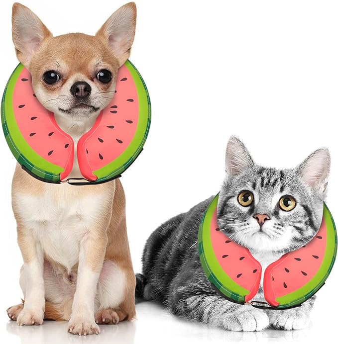 Dog Cone Collar for Small Medium Large Dogs for After Surgery, Pet Inflatable Neck Donut Collar Soft Protective Recovery Cone for Dogs and Cats - Alternative E Collar Does not Block Vision - Red,XS MIDOG