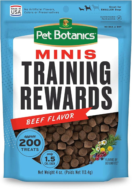 Pet Botanics 4 oz. Pouch Training Rewards Mini Soft & Chewy, Beef Flavor, with 200 Treats Per Bag, The Choice of Top Trainers - PAWPICO