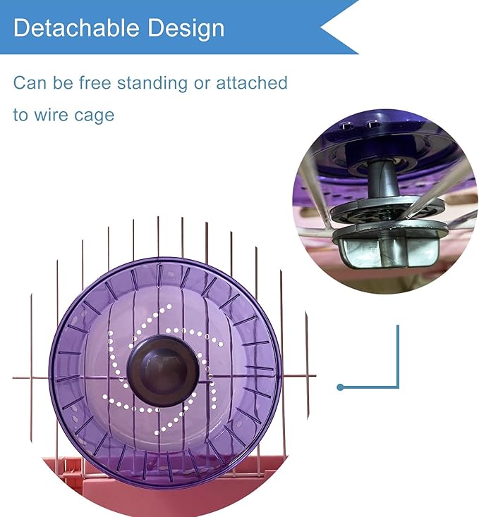 Petest Hamster Exercise Wheel, Silent Spinner Hamster Running Wheels, Diameter 6.7 inch, Purple Petest