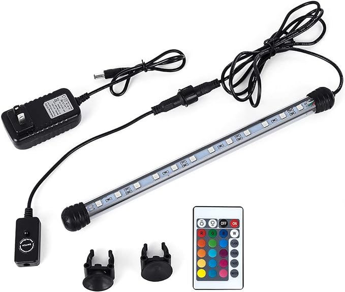MQ 36 in Submersible LED Aquarium Light, 13W Color Changing Fish Tank Light with Remote Control, IP68 Crystal Glass 42 LEDs Lights Bar, for Fish Tank 38-45 inch MQ