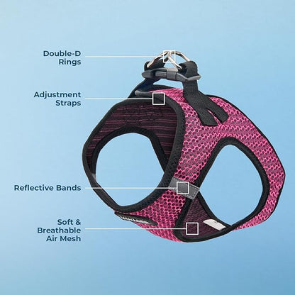 Voyager Step-in Air Dog Harness - All Weather Mesh, Reflective, No Pull Harness for Small, Medium Dogs, Cats - Secure with Hook & Loop Fastener, Buckle, Double D-Rings - Fuchsia 2-Tone, XS BestPetSuppliesLLC