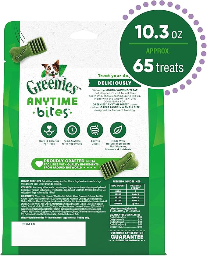 GREENIES ANYTIME BITES Dog Treats, Blueberry Flavor, 10.3 oz. bag - PAWPICO