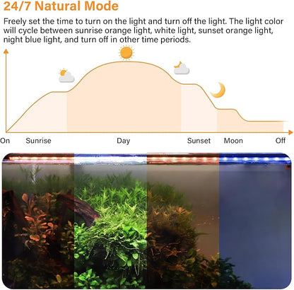 hygger Submersible LED Aquarium Light, 11W 12 in 24/7 Mode Fish Tank Light with 5 Rows Beads, with Timer 9 Colors and Adjustable Brightness, IP68 Waterproof Full Spectrum Light for 13-23 inch Tank hygger