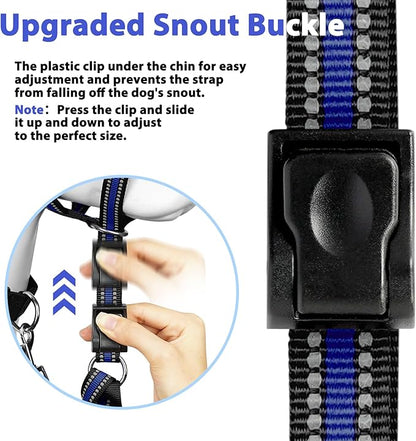 BARKLESS Soft Dog Head Collar, Padded No Pull Head Halter, Training Nose Leash with Safety Link for Medium Large Dogs, Adjustable Muzzle Leash, Easy Control for Walking Barkless