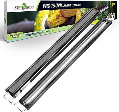 REPTI ZOO UVB Reptile Light, New Version T5 HO UVB Lighting Combo Kit, Reptile Terrarium Hood with 5.0 UVB Tube Bulb, Reptile Light Fixture 54W-46Inch REPTIZOO
