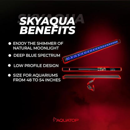 Aquatop SkyAqua Marine LED Saltwater Aquarium Light, 14000K Spectrum – Fits 48-54-Inch Tanks, 3 Position Toggle Switch & Included Remote Control, Aquarium Lights for Fish Tanks, UL & CSA AQUATOP