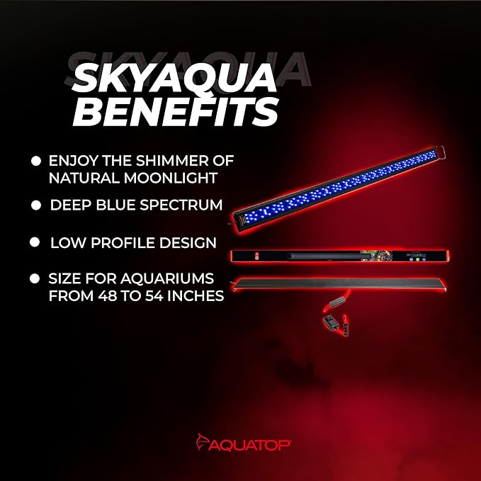 Aquatop SkyAqua Marine LED Saltwater Aquarium Light, 14000K Spectrum – Fits 48-54-Inch Tanks, 3 Position Toggle Switch & Included Remote Control, Aquarium Lights for Fish Tanks, UL & CSA AQUATOP